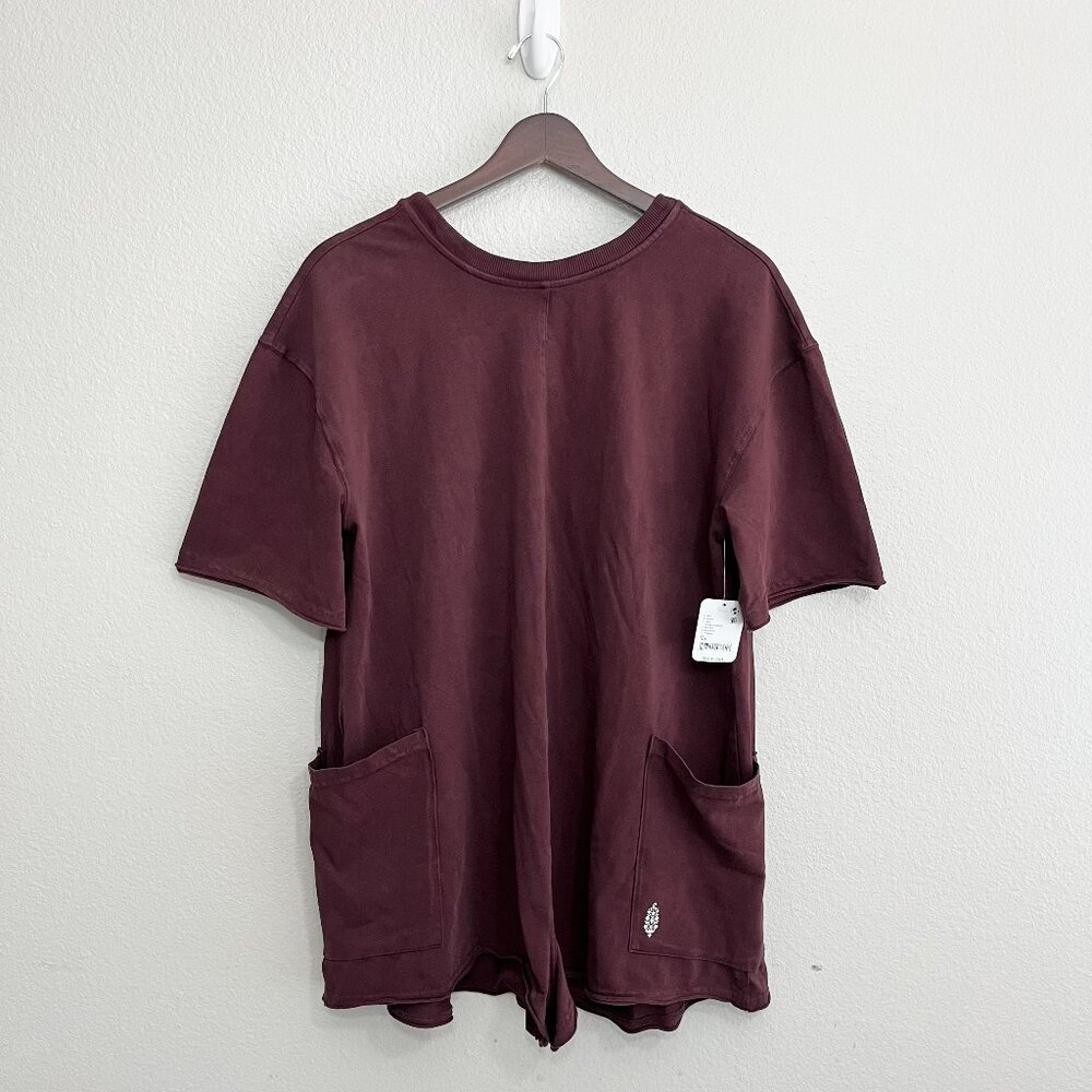 NWT Free People Hot Shot Tee Romper Size XS Women's Dark Espresso Brown